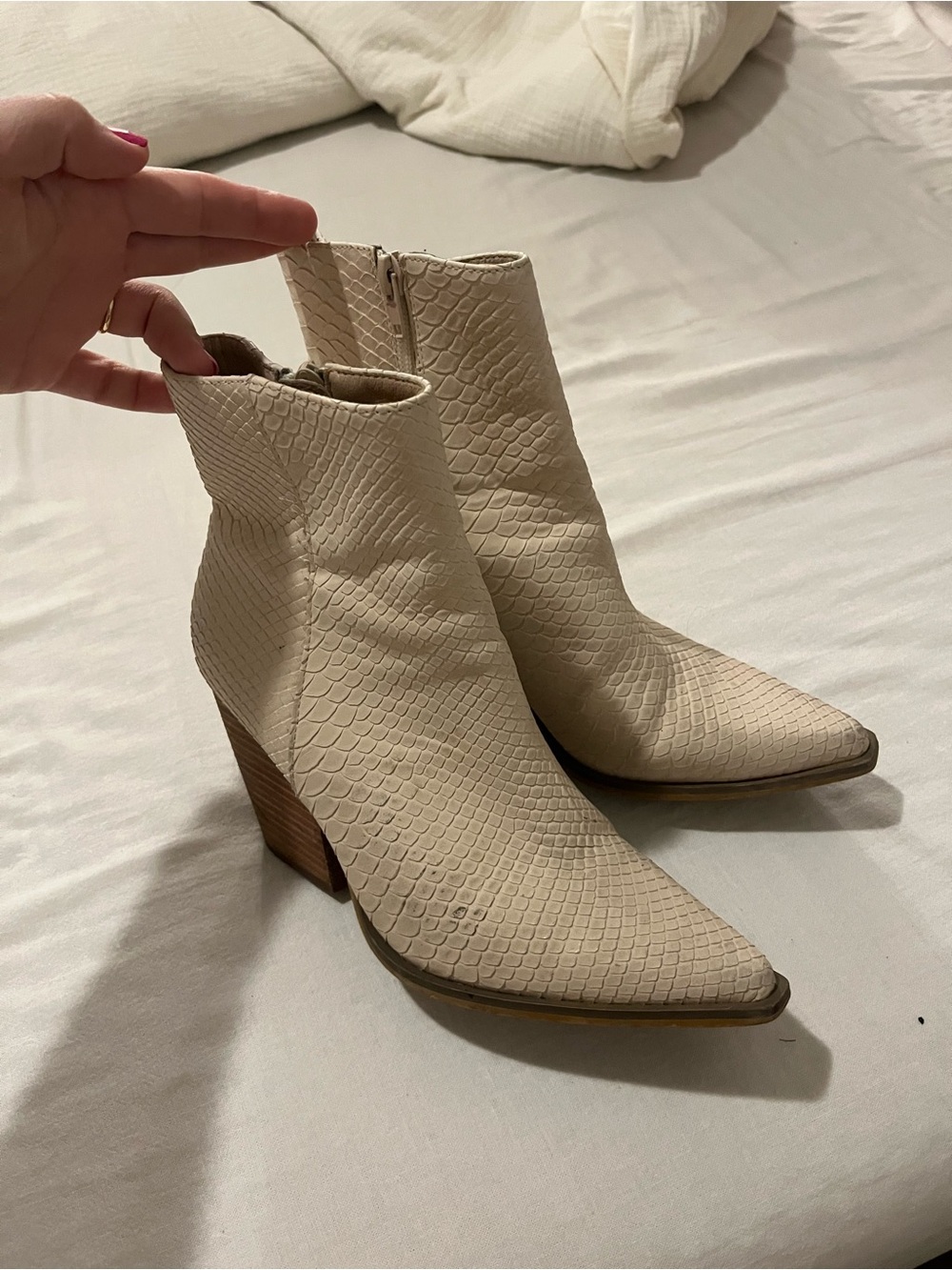 Oasis Society Snake-Like Heeled Booties